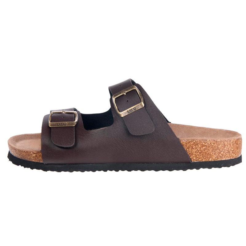 WTW Men's Cork Footbed Sandals Slip on Beach Slide Slipper Shoes with Adjustable Metal Buckle Strap for Men Causal Style - Image 3